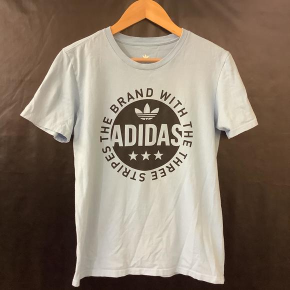 Adidas Crew Neck T Shirt - Size S - Blue & Black - Cotton - Trefoil - P2P 18” - Picture 5 of 8